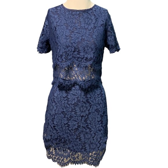 NWT Zaful Eyelash Lace Short Sleeve 2pc Skirt Set - Picture 3 of 8